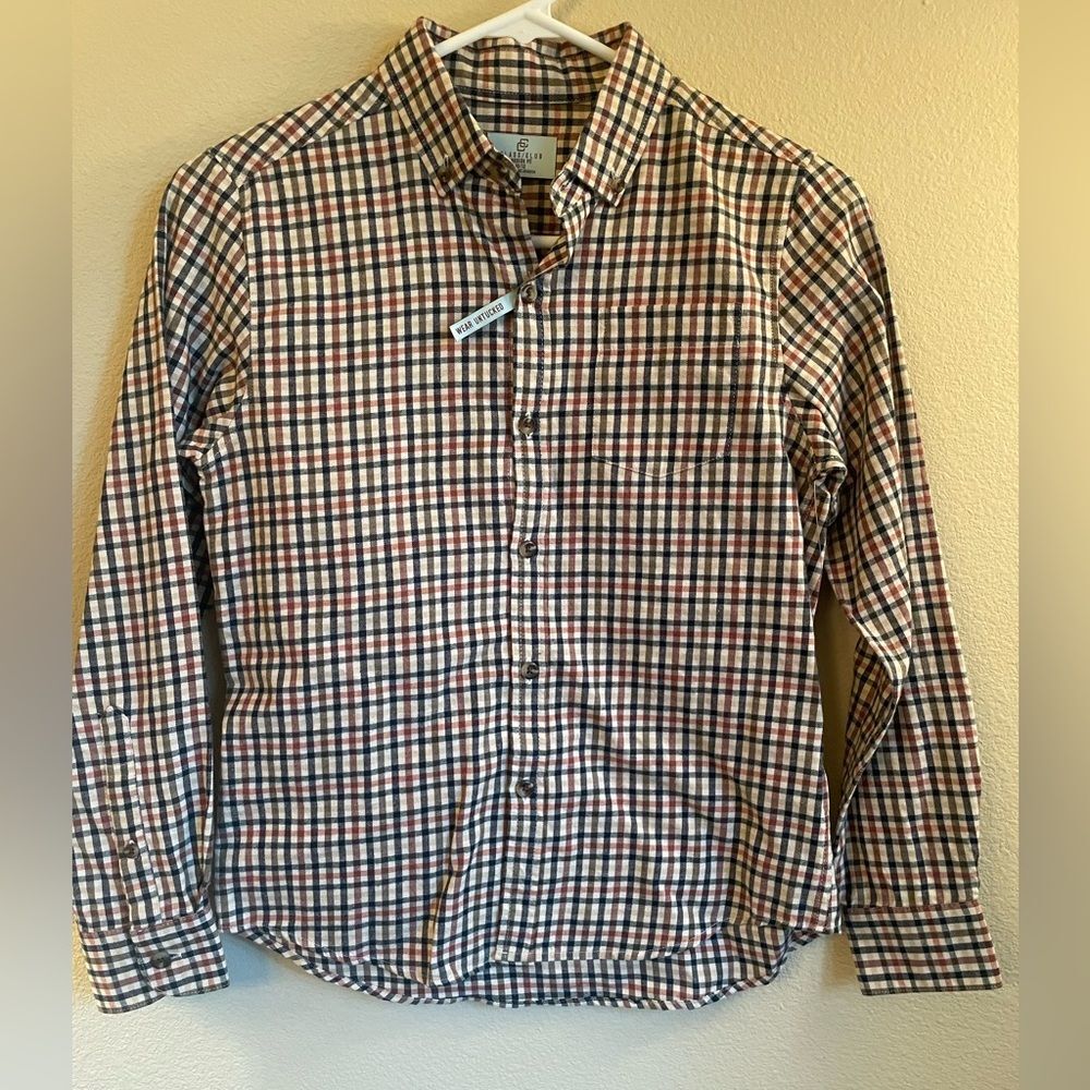 Class Club boys plaid button down dress shirt size 10/12 NWT